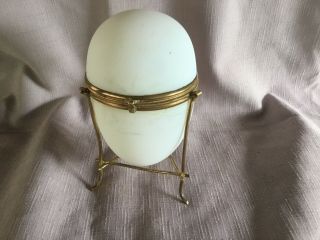 Antique French Palais Royale Ormolu Opaline Egg Jewelry Egg