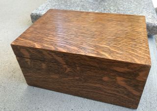 C1900 Quartersawn Tiger Oak Hinged Lid Office Box 5x7x10 " - A&c,  Stickley Style