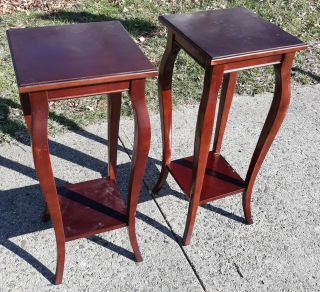 Vintage Bombay Company Mahogany Wood Plant Stand Accent Side Table Matching Set