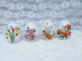 Avon Four Seasons In Flowers Porcelain Eggs