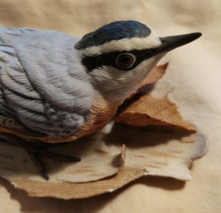 LENOX Porcelain RED BREASTED NUTHATCH Blue Rust Bird on Tree Bark 2