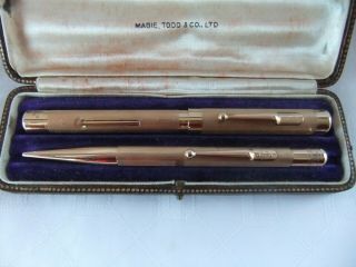 Vintage Mabie Todd & Co Swan Gf Fountain Pen & Matching Pencil C.  1920 