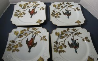 Limoges Haviland Cfh Gmd Charles Field Hand Painted Game Bird Plates (4)