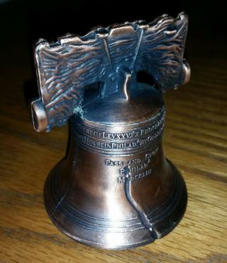 Vintage Liberty Bell (miniature) Pass And Stow Metal Aged Look Bronze Brass