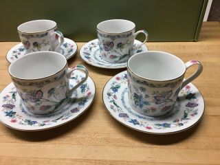 Andrea By Sadek Set Of 4 Cups And Saucers Floral Japan