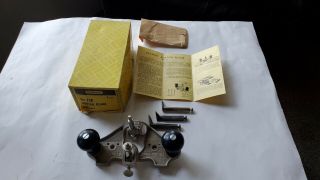 Vtg Stanley No 71 Router Plane W/3 Cutters With Box