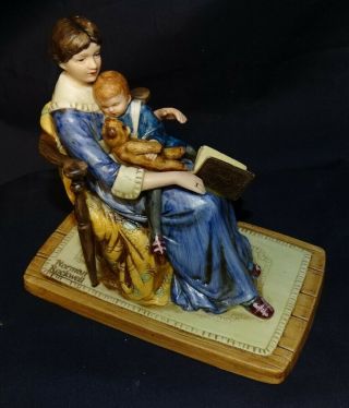 Vtg 1979 Norman Rockwell Museum " Bedtime " Orig Box Mother Son Reading Chair
