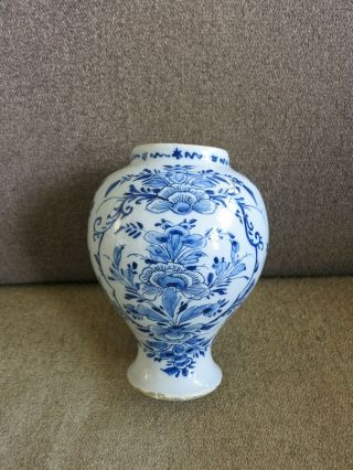 18th Century Delft Pottery Blue And White Vase Or Jar