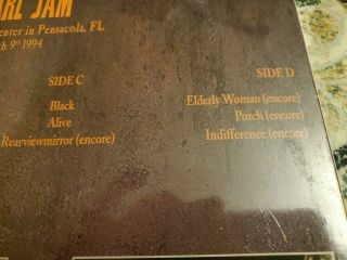 Pearl Jam Live At Civic Center In Pensacola FL March 9 1994 vinyl record 2X LP 3