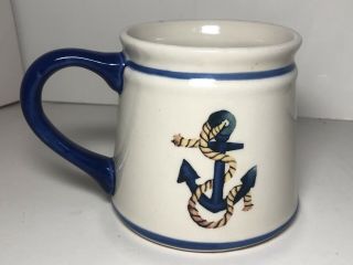 Large Ceramic Blue White Nautical Anchor Rope Coffee Cup Mug Vigor