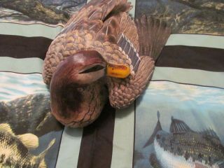 Vintage Large.  Hand Painted Duck Decoy.  11 1/2 
