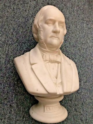 Rare Antique Parian Bust Of George Peabody Dated 1870 10 3/4 Inches High