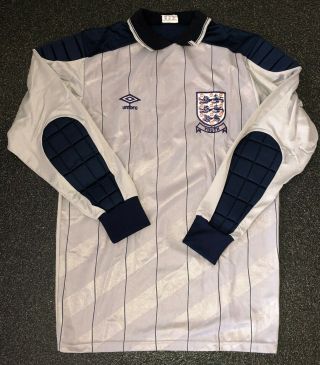 Near Vintage Umbro England 1986 Match Worn Football Shirt - Large