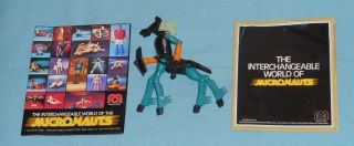 Vintage Mego Micronauts Alien Centaurus Complete With Bow & Shield & 2 Brochures