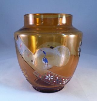 Lovely French Art Nouveau Cut Enameled Etched Glass Vase Rousseau? Auguste Jean?