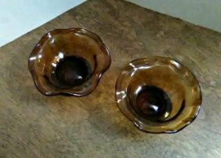 Amber Glass Candle Holders Vintage Late 60s Early 70s Handblown Fanal Mexico