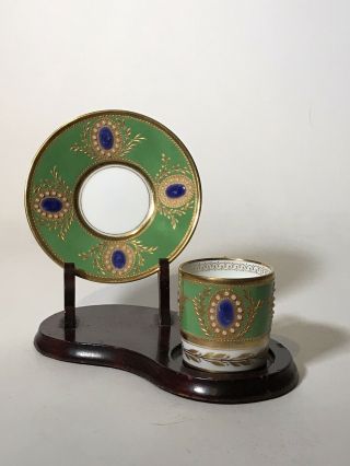 Hand Painted Jeweled Raynaud Limoges Coffee Cup And Saucer