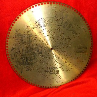 1893 Regina Music Box 15 1/2 " Disc - - " The Tips Of The Gay Paree Song "