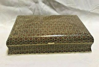 Vintage Persian Micro - Mosaic Khatam Inlaid Jewelry Trinket Box