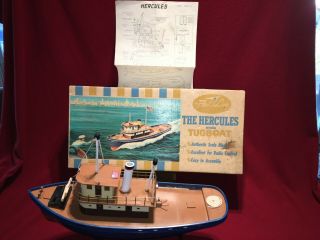 Vtg Toy Fleet Line Motor Tug Hercules Box Pond Boat Old Rare Nautical.