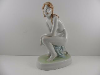 Zsolnay Hungarian Porcelain Nude Woman 9 " Figurine