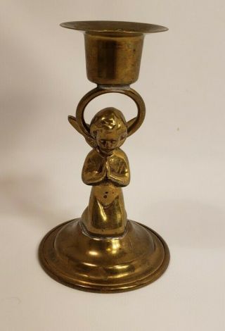 Praying Young Angel Solid Brass Candle Holder 4 " Christmas