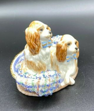 Vintage Muller Volkstedt Irish Dresden Lace Figurine Cocker Spaniel Dogs “Pals” 2