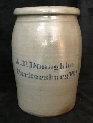 Large Antique A.  P.  Donaghhoe Salt Glazed Stoneware Crock