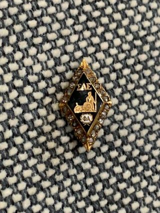 Vintage Antique Sigma Alpha Epsilon / Phi Alpha Fraternity 10 K Gold Enamel Pin