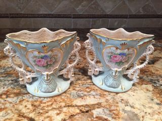 Antique French Limoges Vases Hand Painted Porcelain
