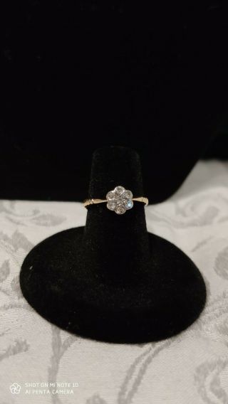 Antique 18kt Yellow Gold Ring 7 Old Mine Diamond Dated 1851 2