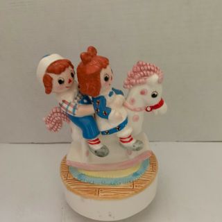 Raggedy Ann And Andy Rocking Horse Music Box Schmid " Country Roads "
