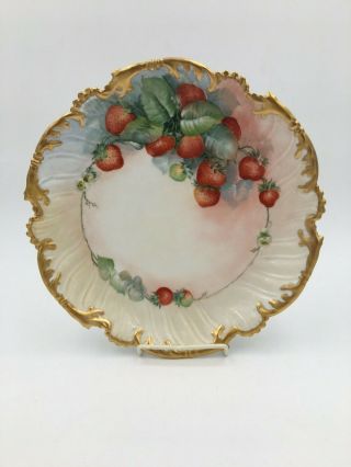 Vintage T&V Limoges HandPainted Strawberries Charger Plaque 2