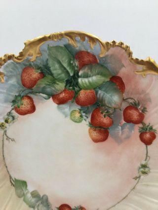 Vintage T&V Limoges HandPainted Strawberries Charger Plaque 3