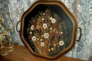 Antique Dried Flower Vanity Tray Huge Octagon Romantic Art Deco Vintage 1920 