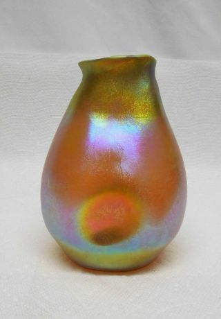 Lovely 5 3/4 " Tall Vintage Tiffany Favrile Iridescent Art Glass Vase