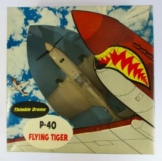 Vintage 1960s Cox Thimble Drome P - 40 Flying Tiger Warhawk Airplane Minty