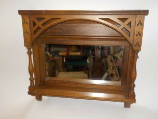 Antique Spoon Carved Walnut Wood Shelf W/mirror Dresser Cupboard Top Exc