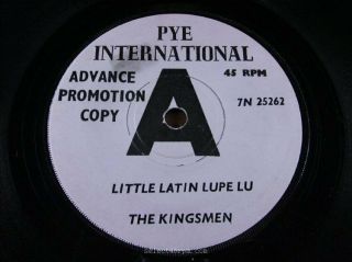 Kingsmen Little Latin Lupe Lu 1964 Uk Pye Int 7n 25262 Garage Beat