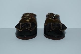 Antique BRU JNE Doll Shoes - Black Leather Uppers,  Buckles - Size 7,  Paris 3