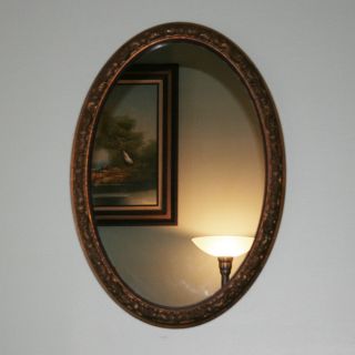 Vtg 27 " X 19 " Turner Oval Gilt Gold Hollywood Regency Plastic Frame Wall Mirror