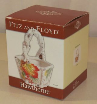 Fitz And Floyd Hawthorne Basket,  Fall,  Autumn - 7 " Tall -