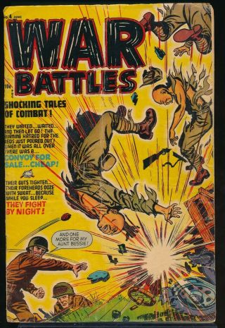 War Battles No.  4 1952 Harvey Pre - Code War Comic Book Violent Cover 3.  5 Vg -