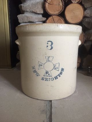 Antique 3 Gallon E.  P.  & Co.  Stoneware Crock Brighton Pennsylvania