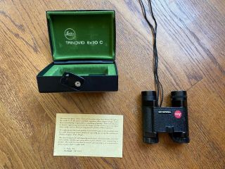 Vintage Leica Trinovid 8 X 20 Binoculars And Suede Case