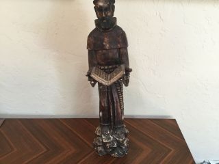 18/19thc Antique Wood Carved Statue Santos St Paul ? Matthew With Bible 26 "