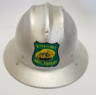 Vintage E.  D.  Bullard Hard Boiled Aluminum Hard Hat Bitterroot National Forrest