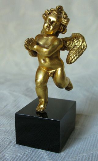 19th Century French Gilt Bronze Putto Cherub Figurine Sculpture