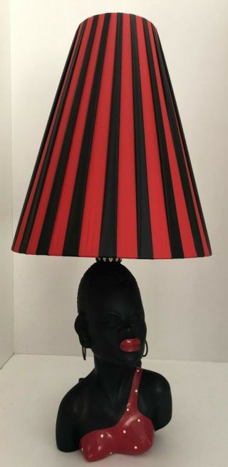 Retro / Vintage Barsony Era / Style Black Lady Lamp - Vg