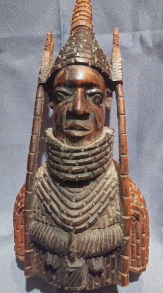 Rare Vintage Antique African Wood Carved Male Statue 14 Inch Tall